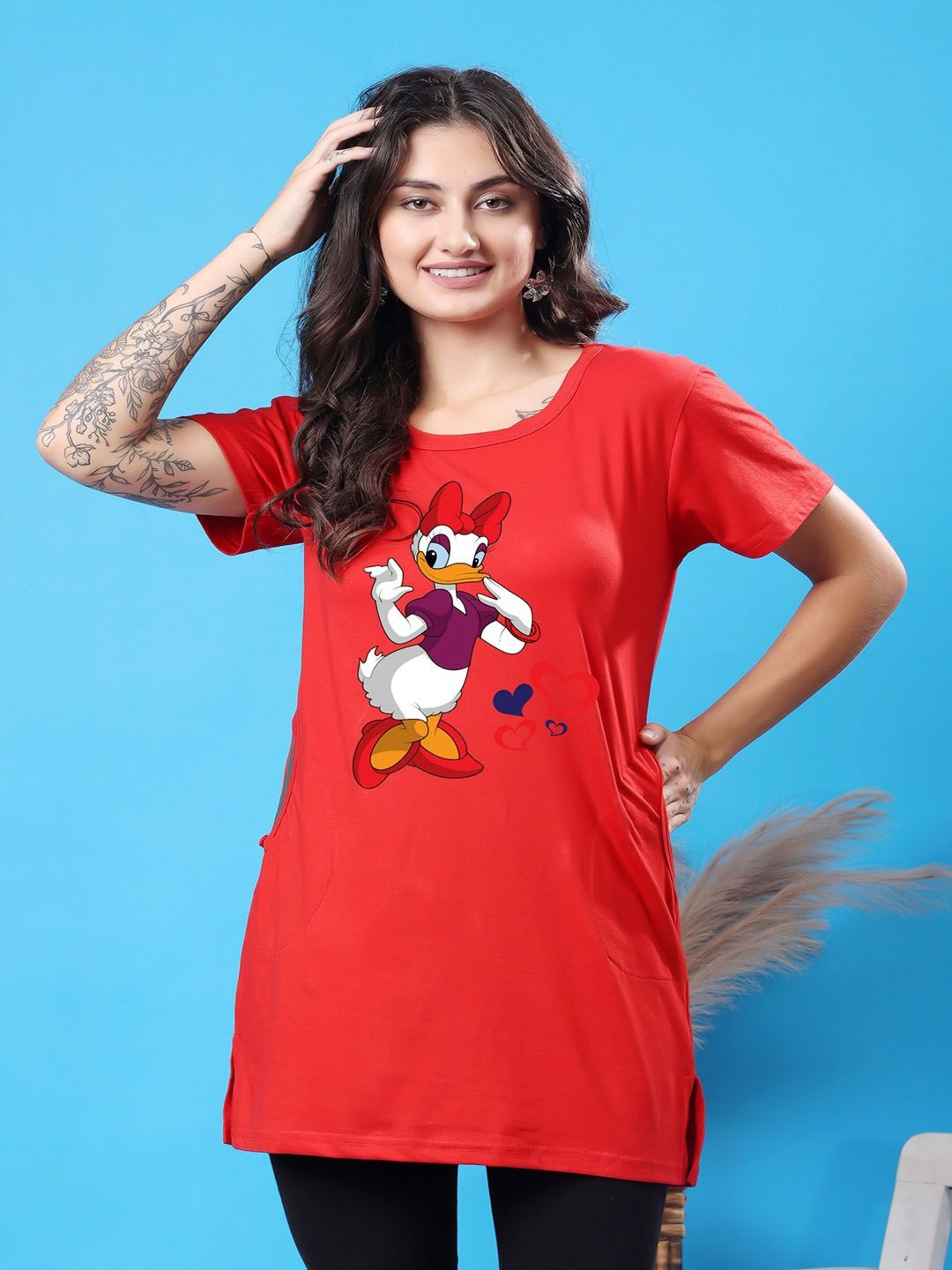 SWIFTLY Graphic Printed Round Neck Short Sleeves Pure Cotton Casual T-Shirt