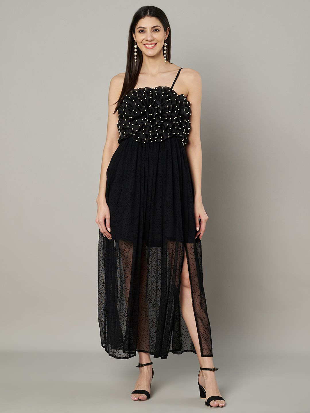 Amagyaa Women 3D Flower Maxi Dress