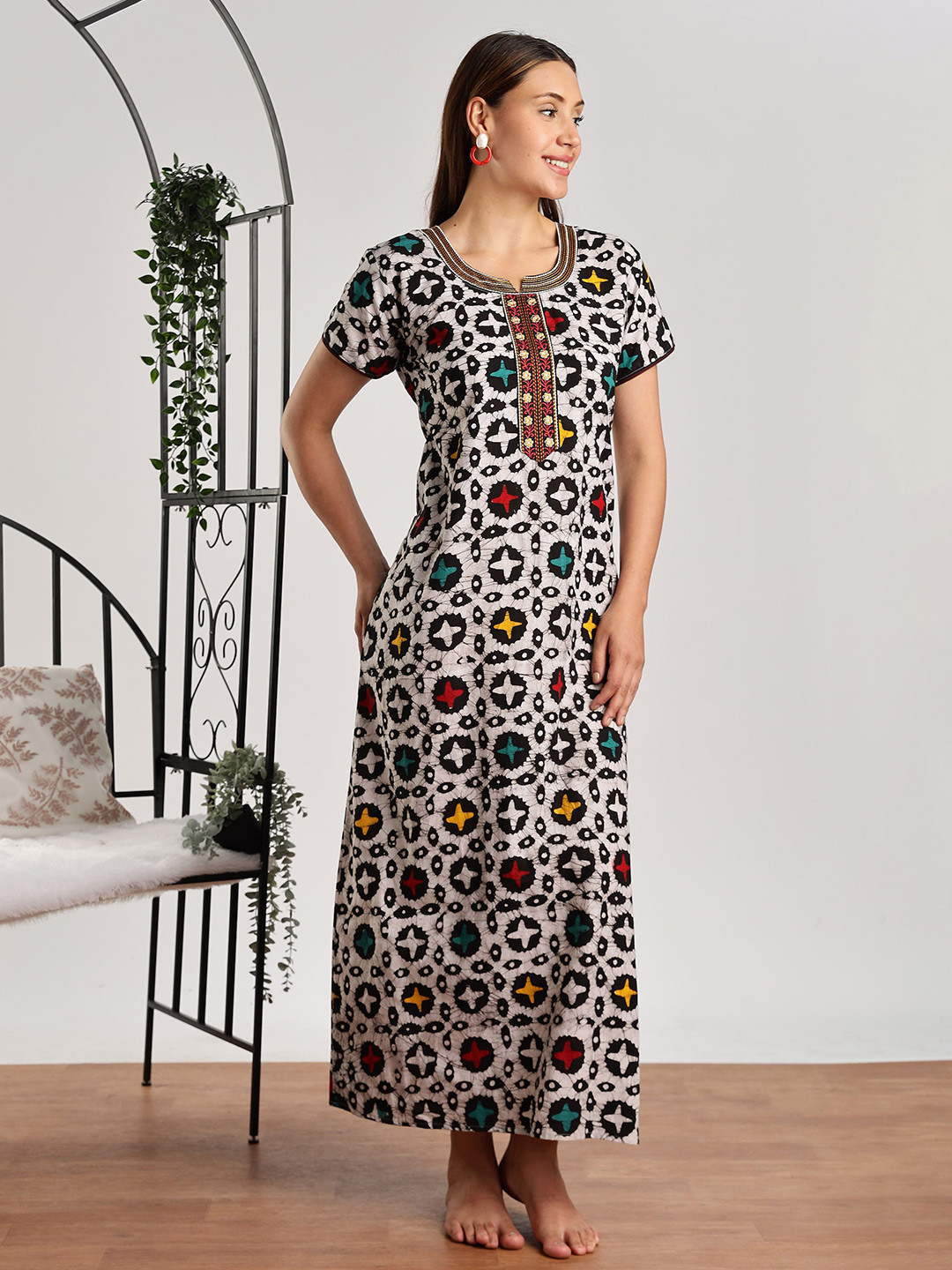 9shines Label Batik Cotton Traditional Printed Nightdress