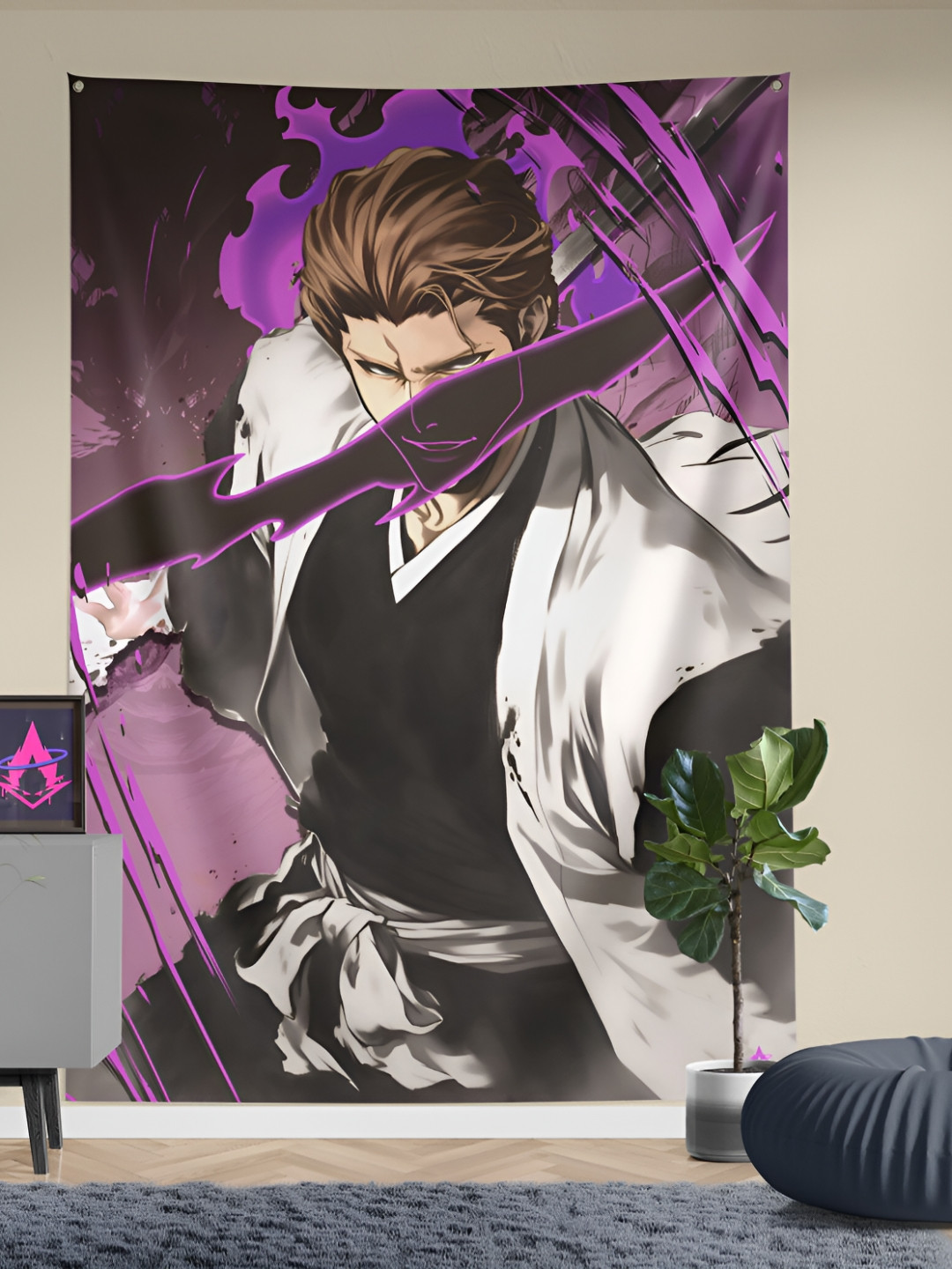 COMICSENSE White Bleach Anime Aizen Mastermind Anime Printed Wall Hanging Tapestry