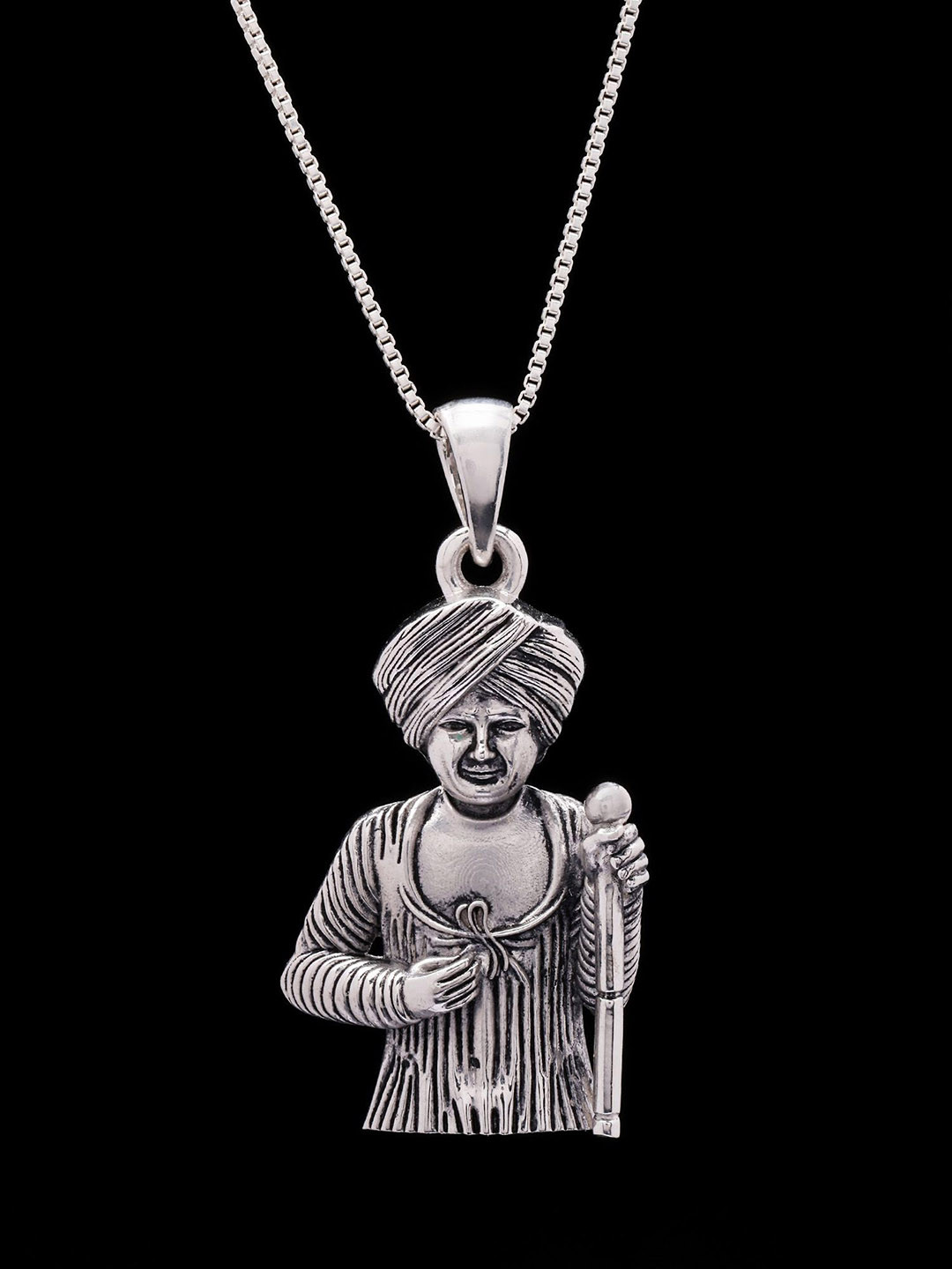 Exotic India Sterling Silver Quirky Jalaram Bapa Pendant