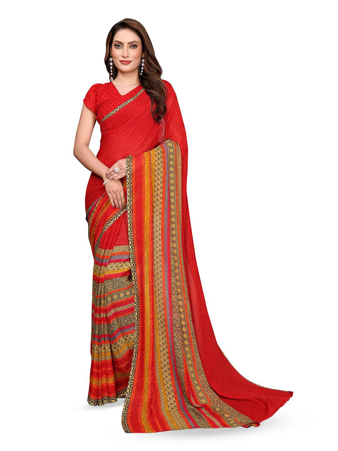 Moda Rapido Gemotric Poly Georgette Saree