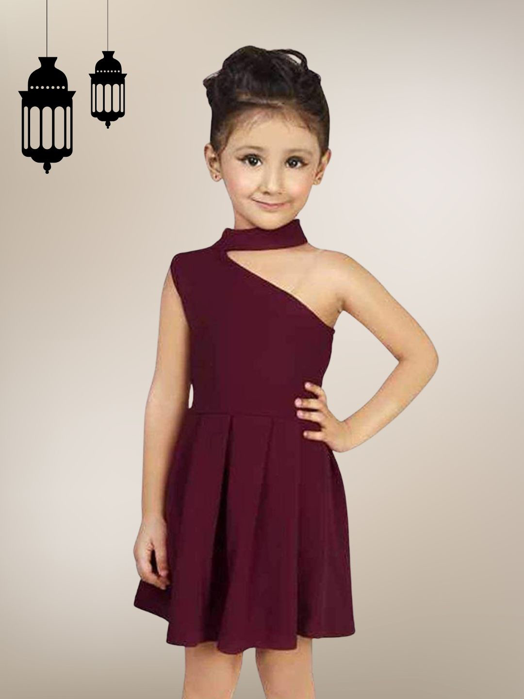 Tejam Embellished One Shoulder Applique A-Line Dress