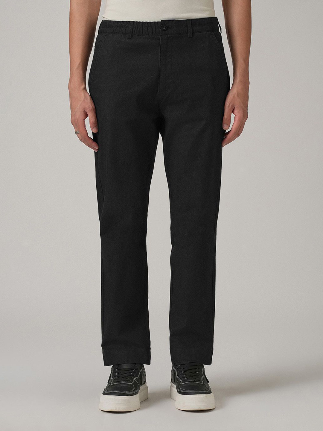 Banana Club Men Dark Black Cotton Trouser