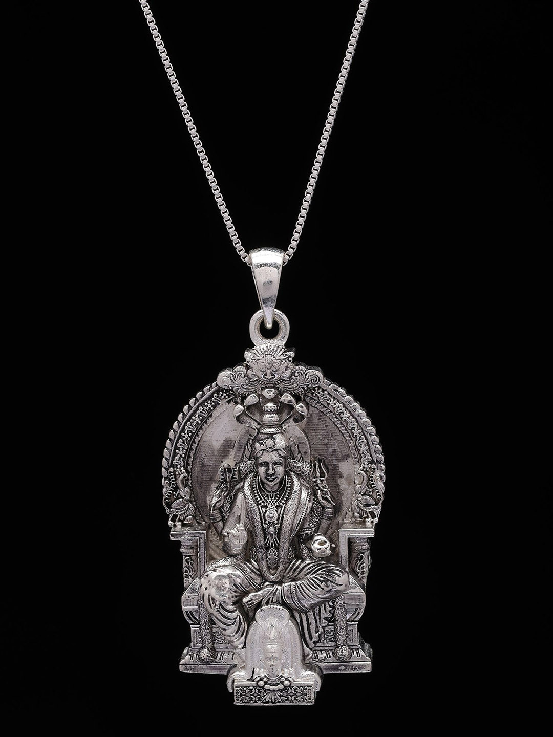 Exotic India Sterling Silver Quirky Goddess Mariamman Pendant