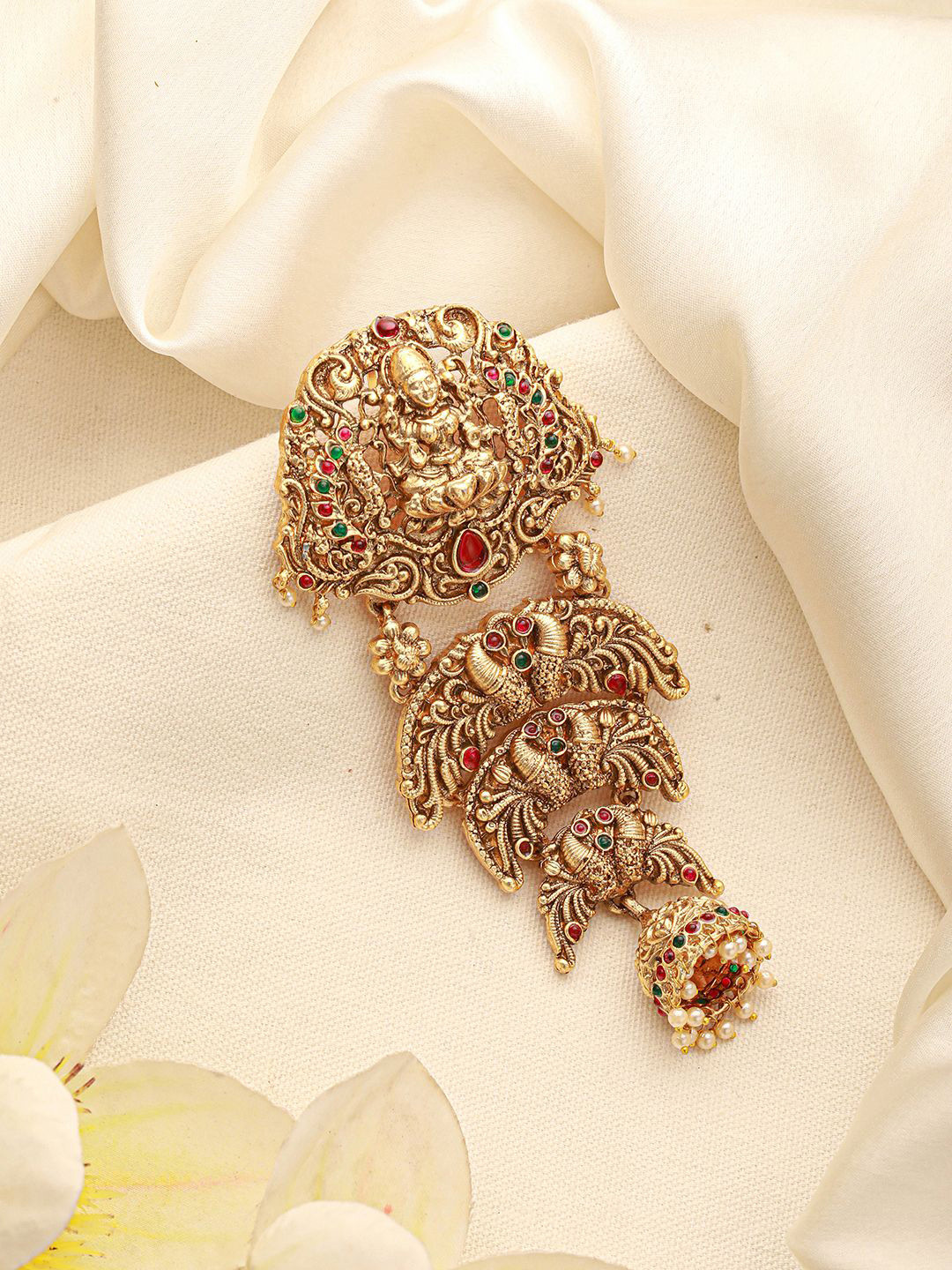 Saraf RS Jewellery Gold-Plated American Diamond Studded Bun Pin Head Jewellery