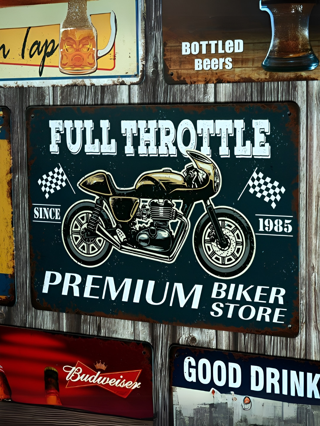 eazy wagon Full Throttle Since 1985 Metal Glossy Hanging Hall Signs and Plaques-7.9In