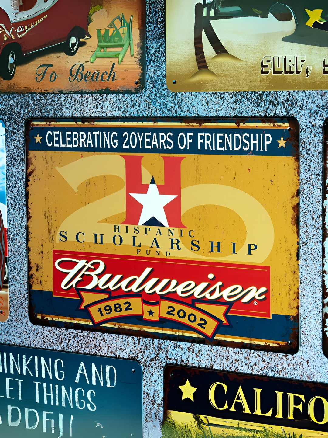 eazy wagon Budweiser Scolarship Metal Rusty Hanging Hall Signs and Plaques-7.9In