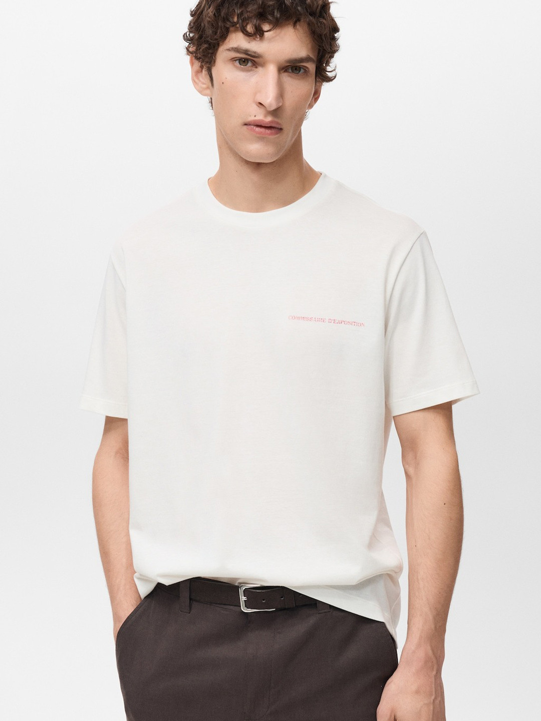 MANGO MAN Cotton Typography T-shirt