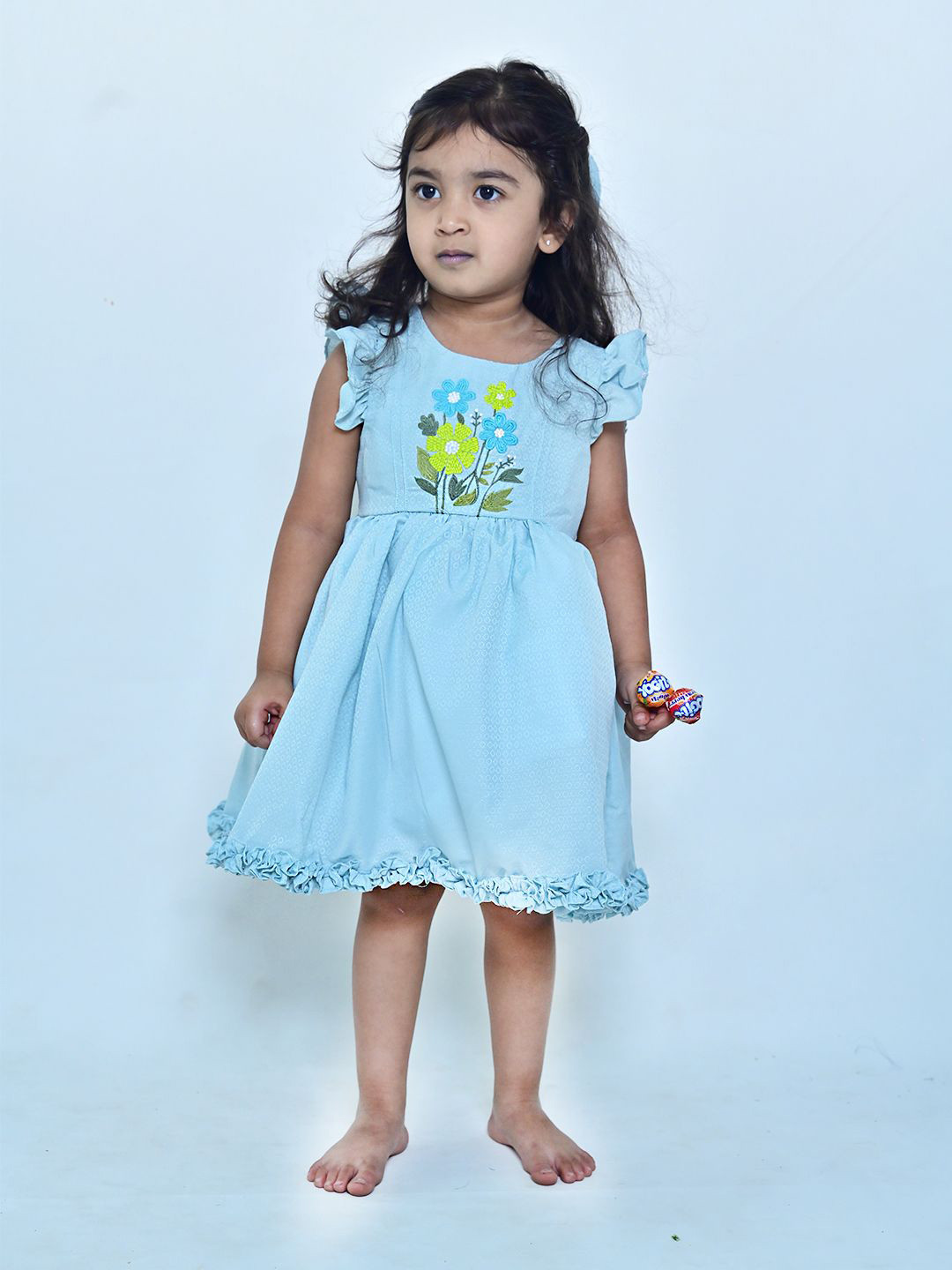 ArthLife Flutter Sleeve Fit & Flare Dress