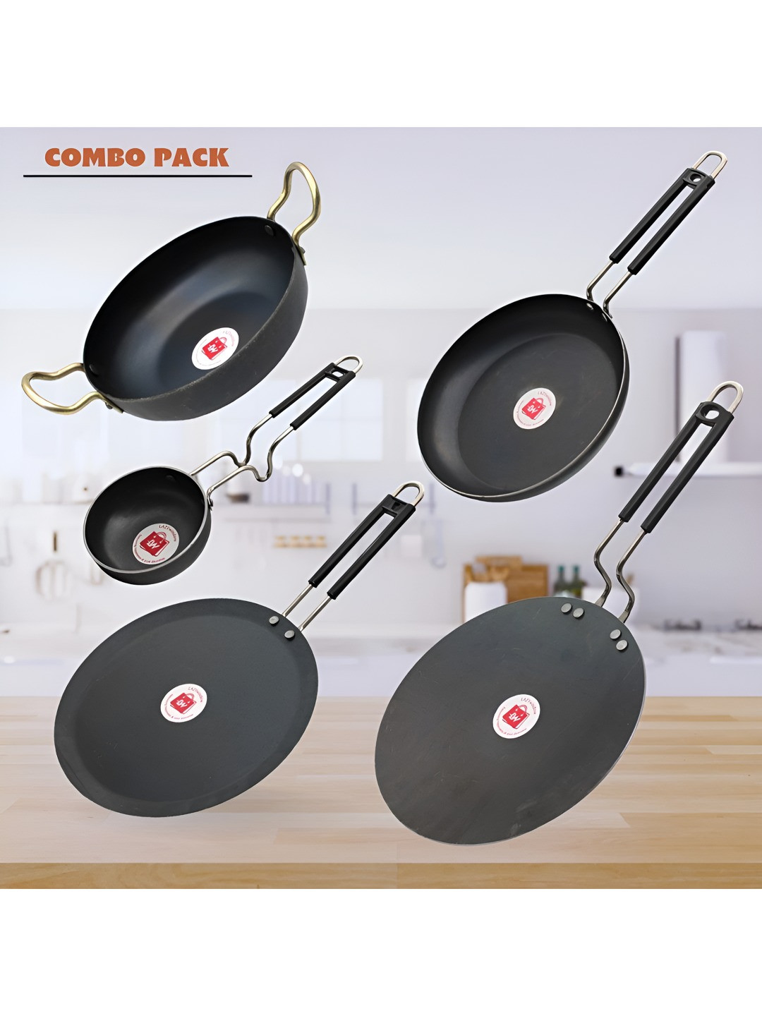 LAZYwindow 5 Pieces Black Microwave Safe Iron Cookware