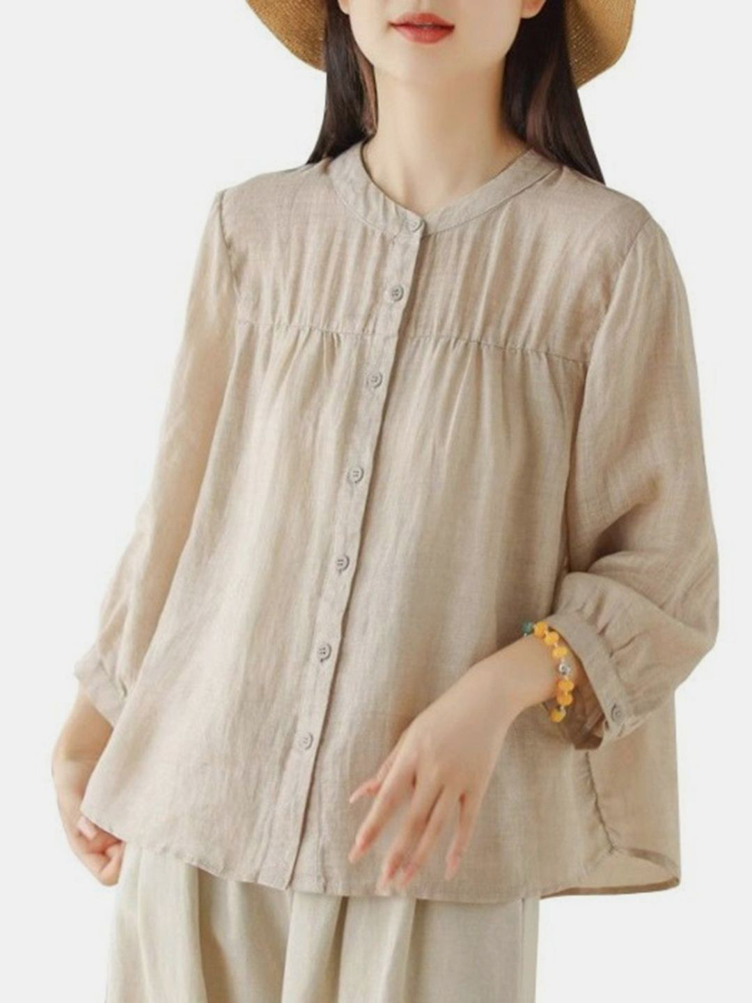 DressBerry  Woman Mandarin Collar Cotton Top