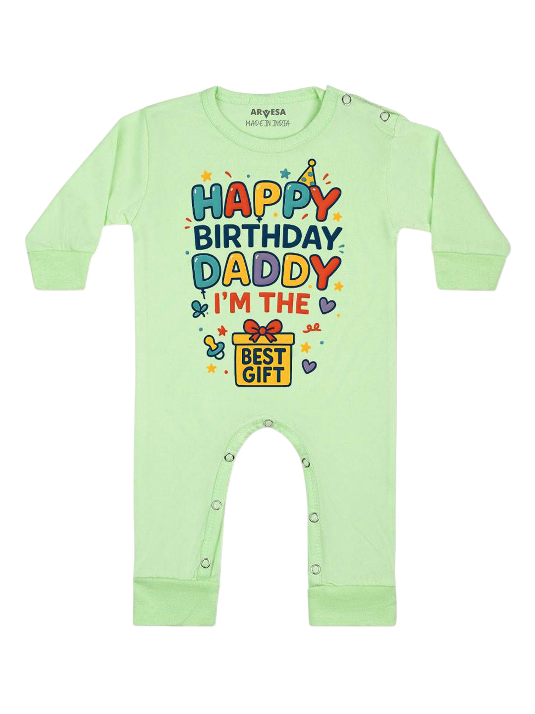 Arvesa Happy Birthday Daddy I'm The Best Gift Printed Bodysuit