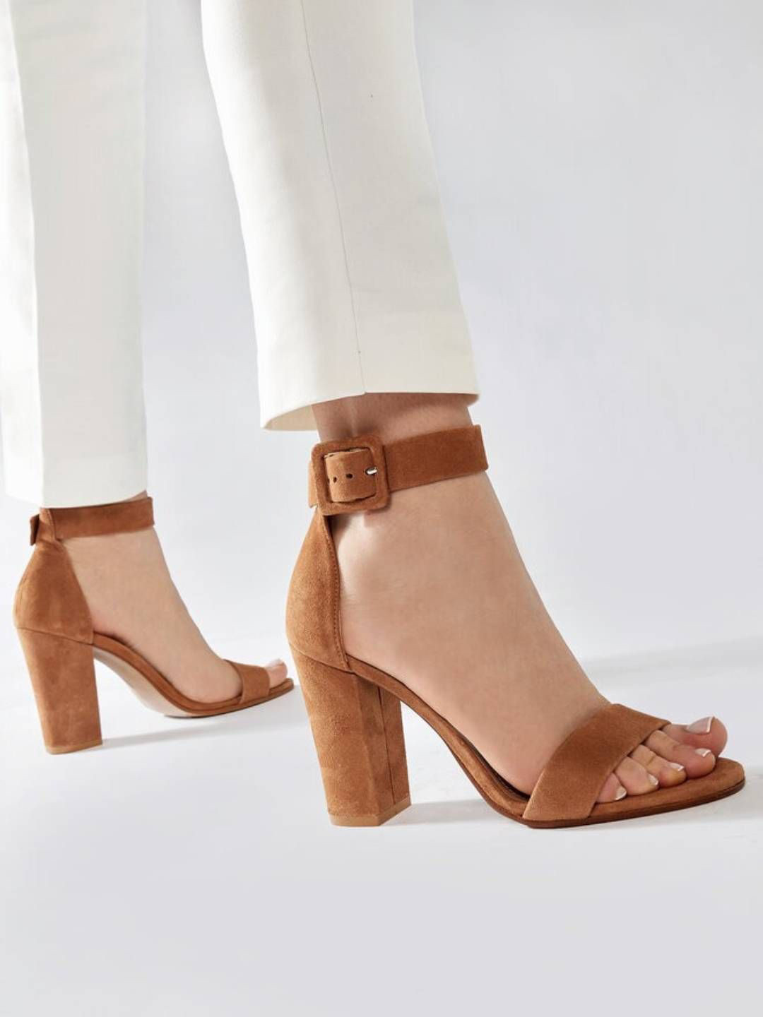 GLO GLAMP Women Brown Ankle Strap Block Heels