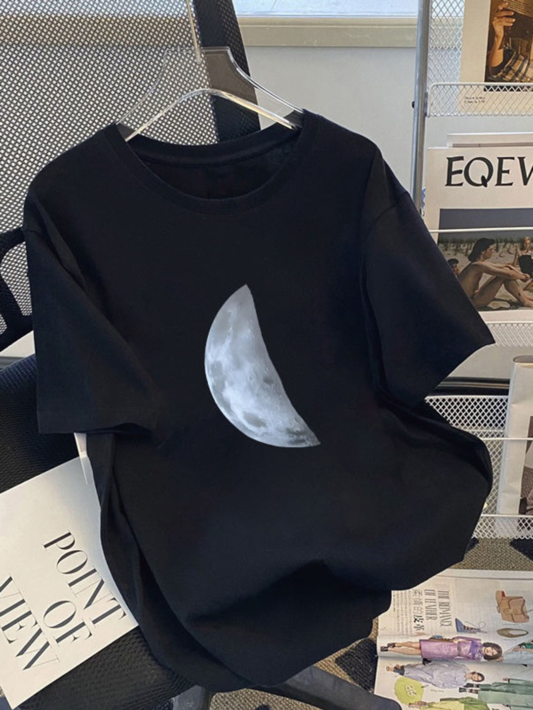 Outzidr Black Chest Print Graphic Tshirt