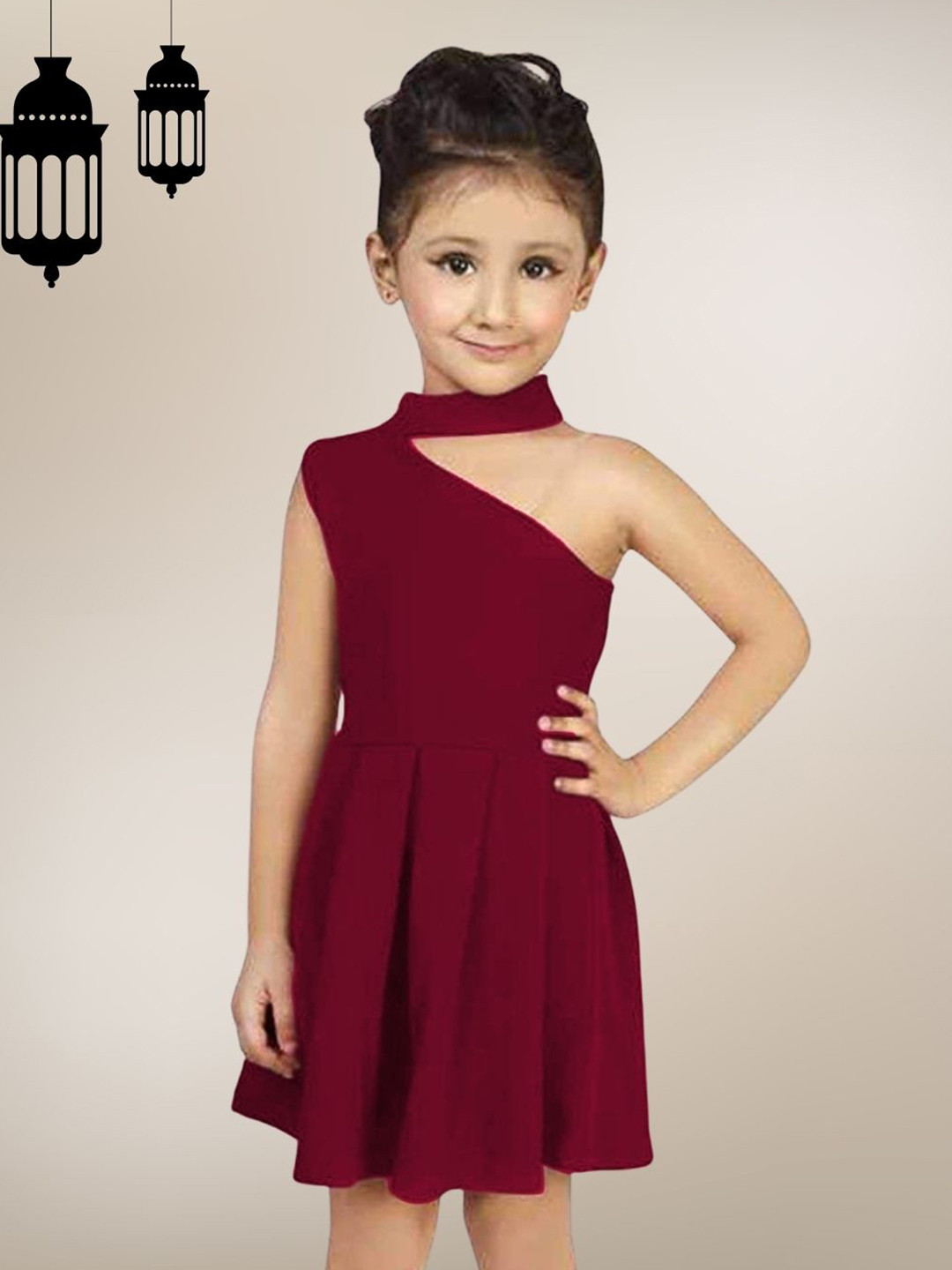 Tejam Girl's One Shoulder A-Line Knee Length Dress