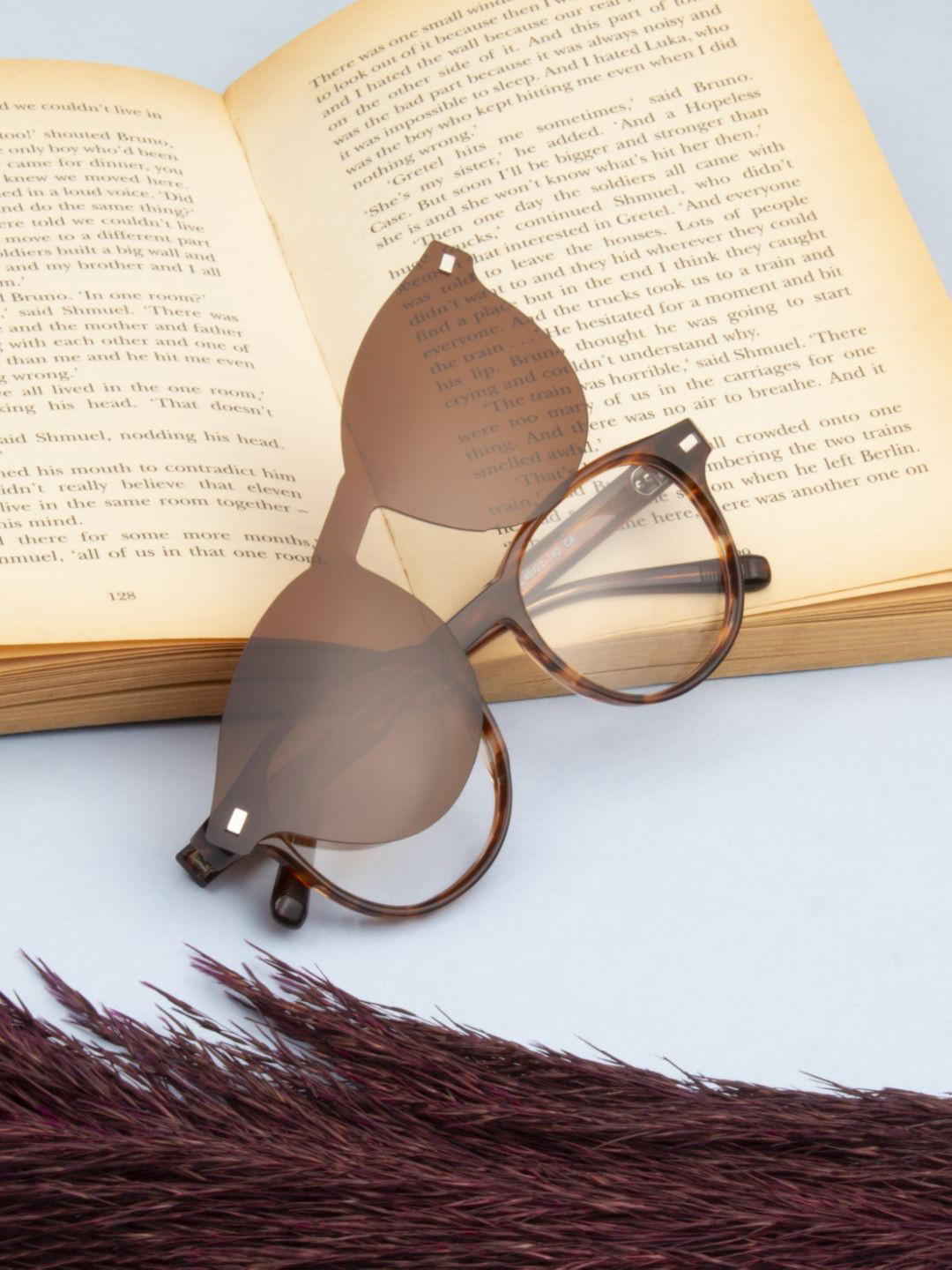 Ted Smith Unisex Demi Brown Round Acetate Clip On Frames Clip On Sunglasses With Polarized Lens