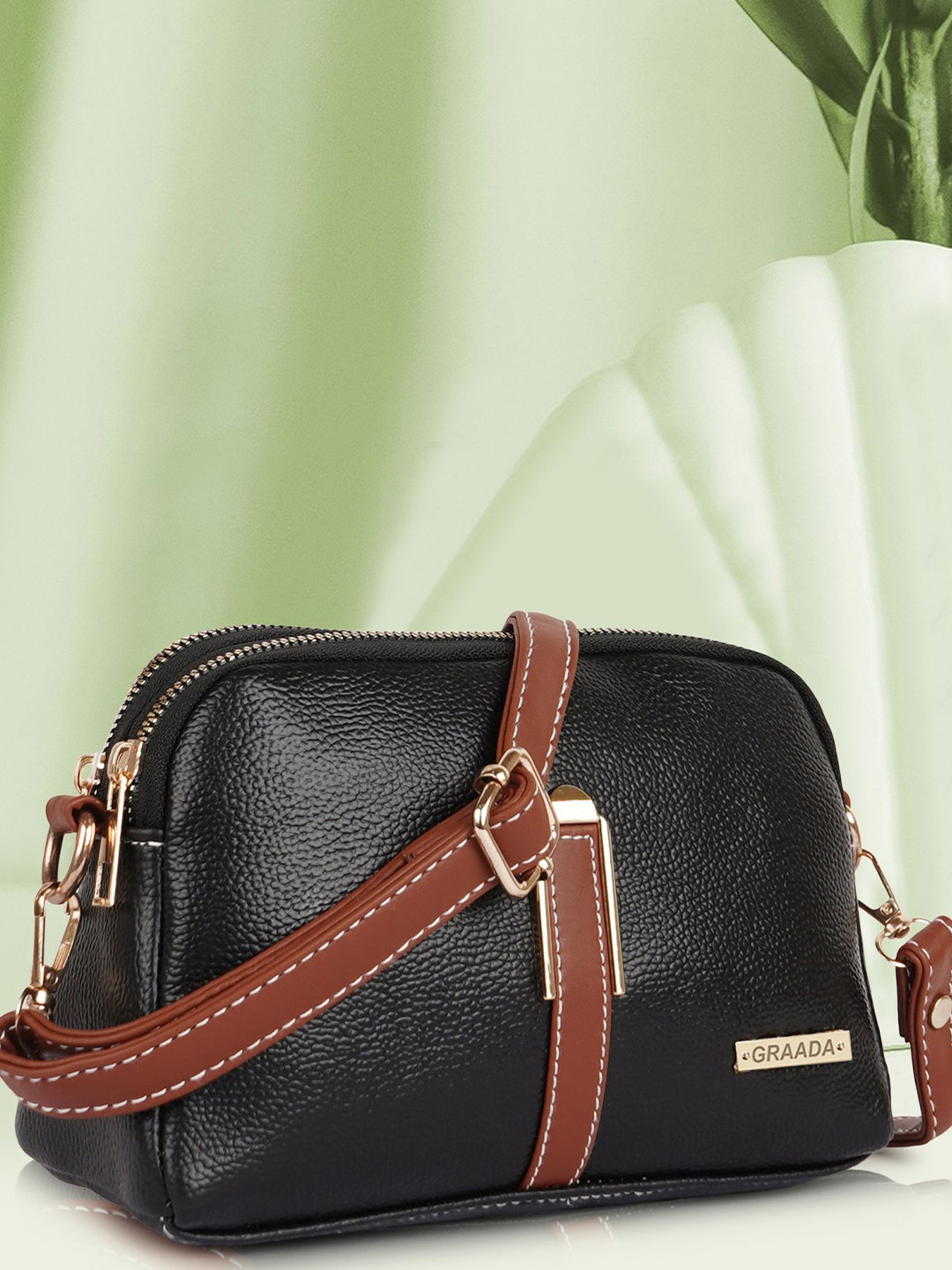 GRAADA Textured Synthetic Leather Structured Sling Bag