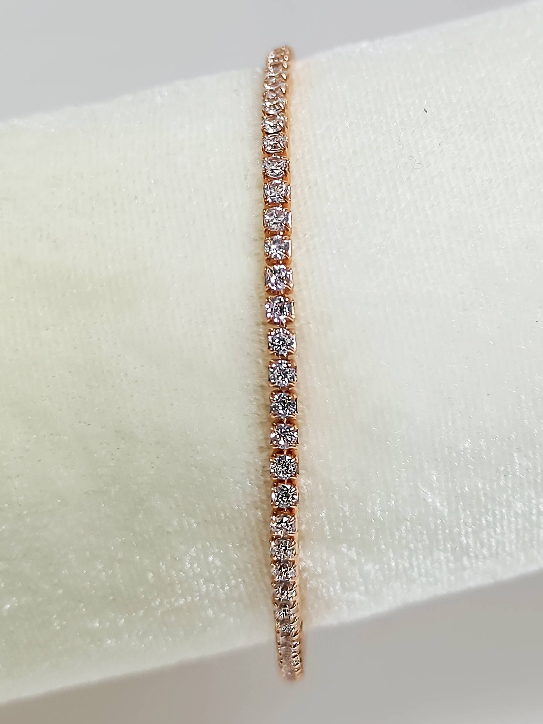 INARI SHINES 925 Silver Rosegold Plated Tennis Bracelet with Sliding Lock