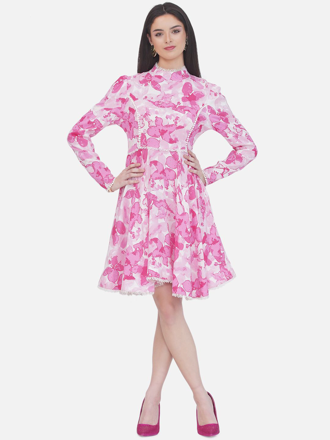 bellamia  Women Floral Kneelength  Fit & Flare Dress