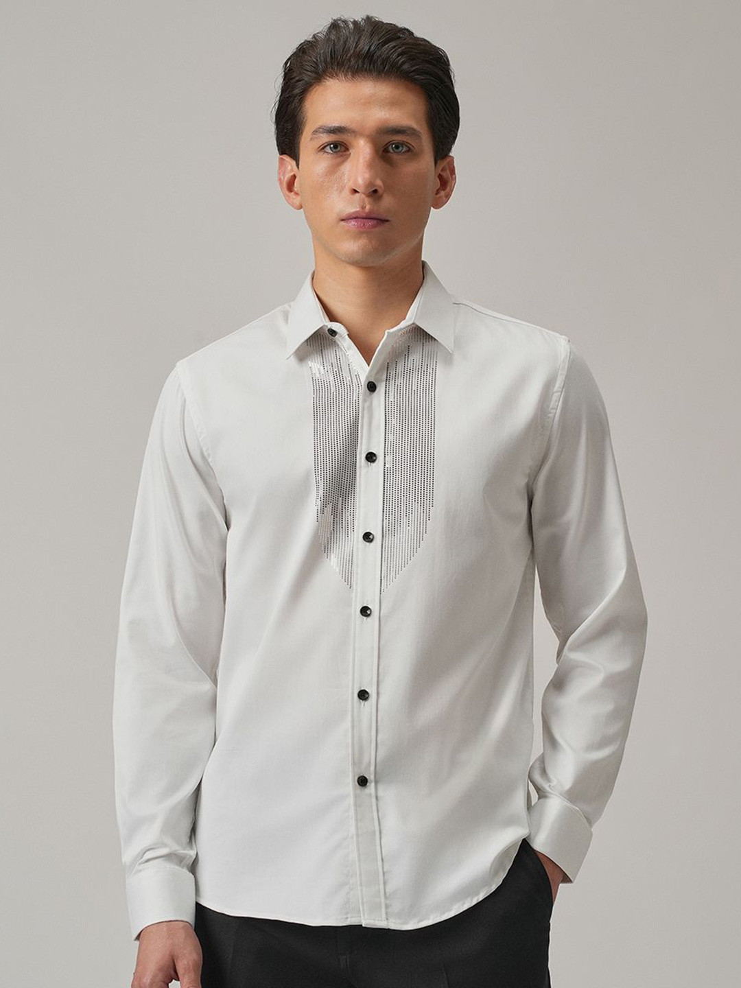 Banana Club Micro-Stud Classic Slim Fit Designer Shirt