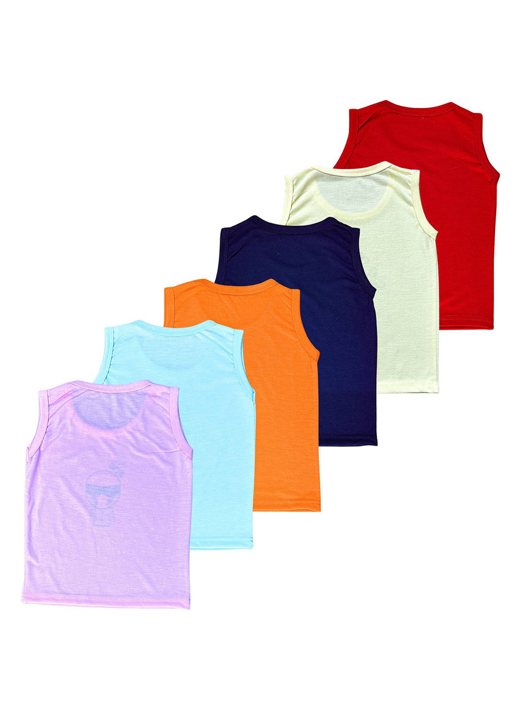Surfbae Infants Pack Of 6 Printed Pure Cotton Basic Vests ORBC-710+711c-14