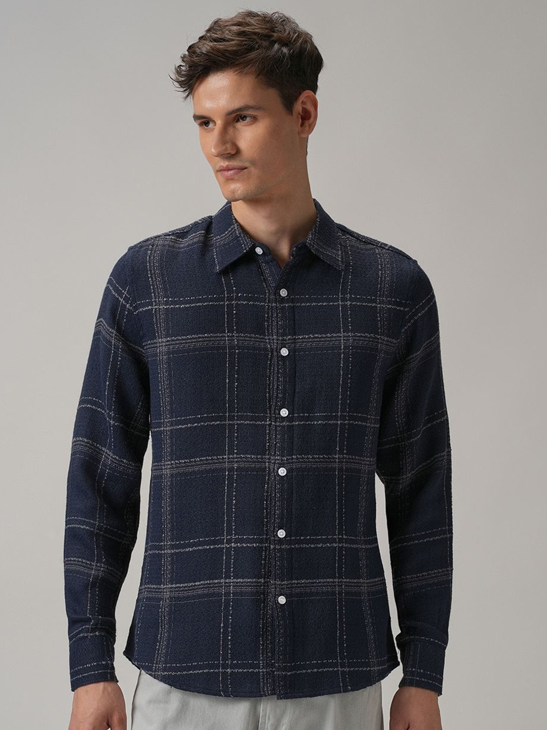 Banana Club Textured Checked Classic Cotton Shirt