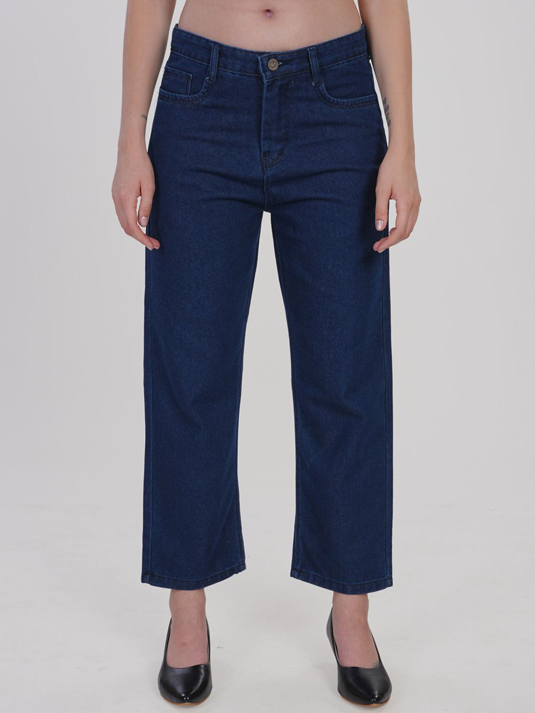 MM-21 Women Loose Mom Fit Mid-Rise Cropped Jeans