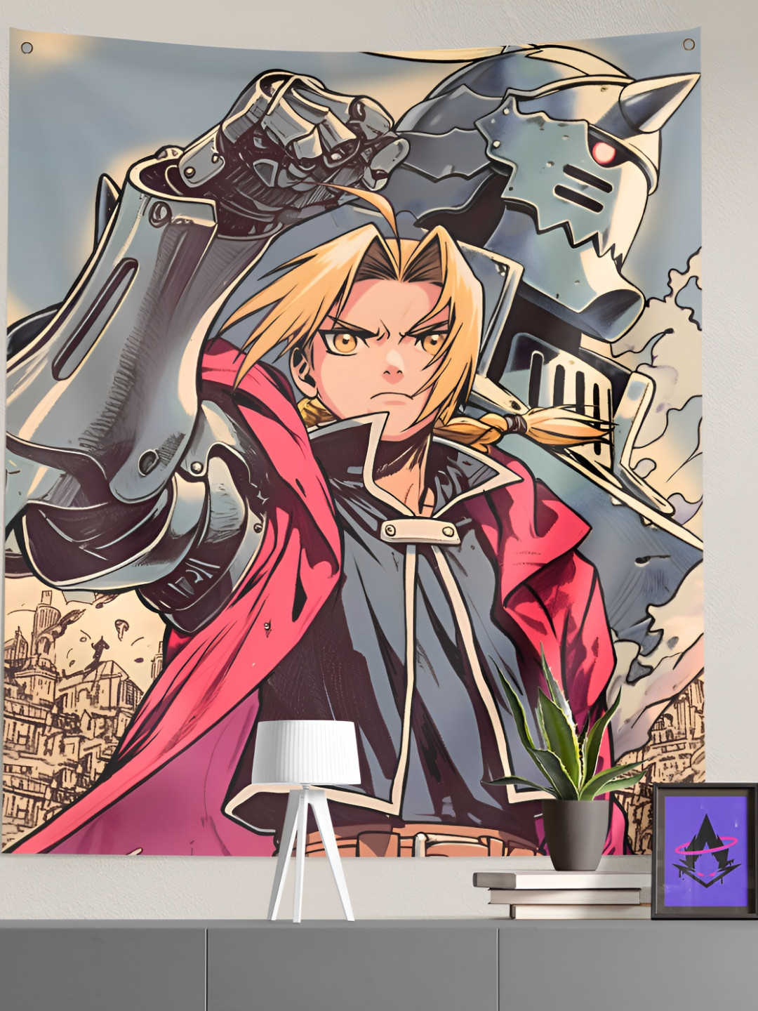 COMICSENSE Grey & Pink Fullmetal Alchemist Brothers Anime Printed Wall Hanging Tapestry