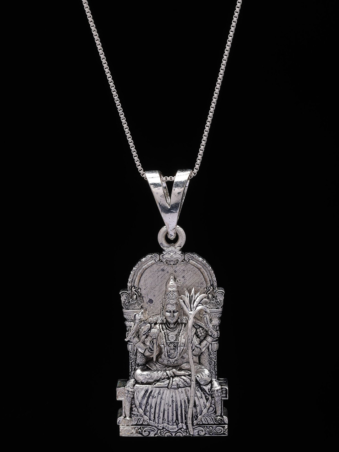 Exotic India Sterling Silver Goddess Kamatchi Amman Pendant