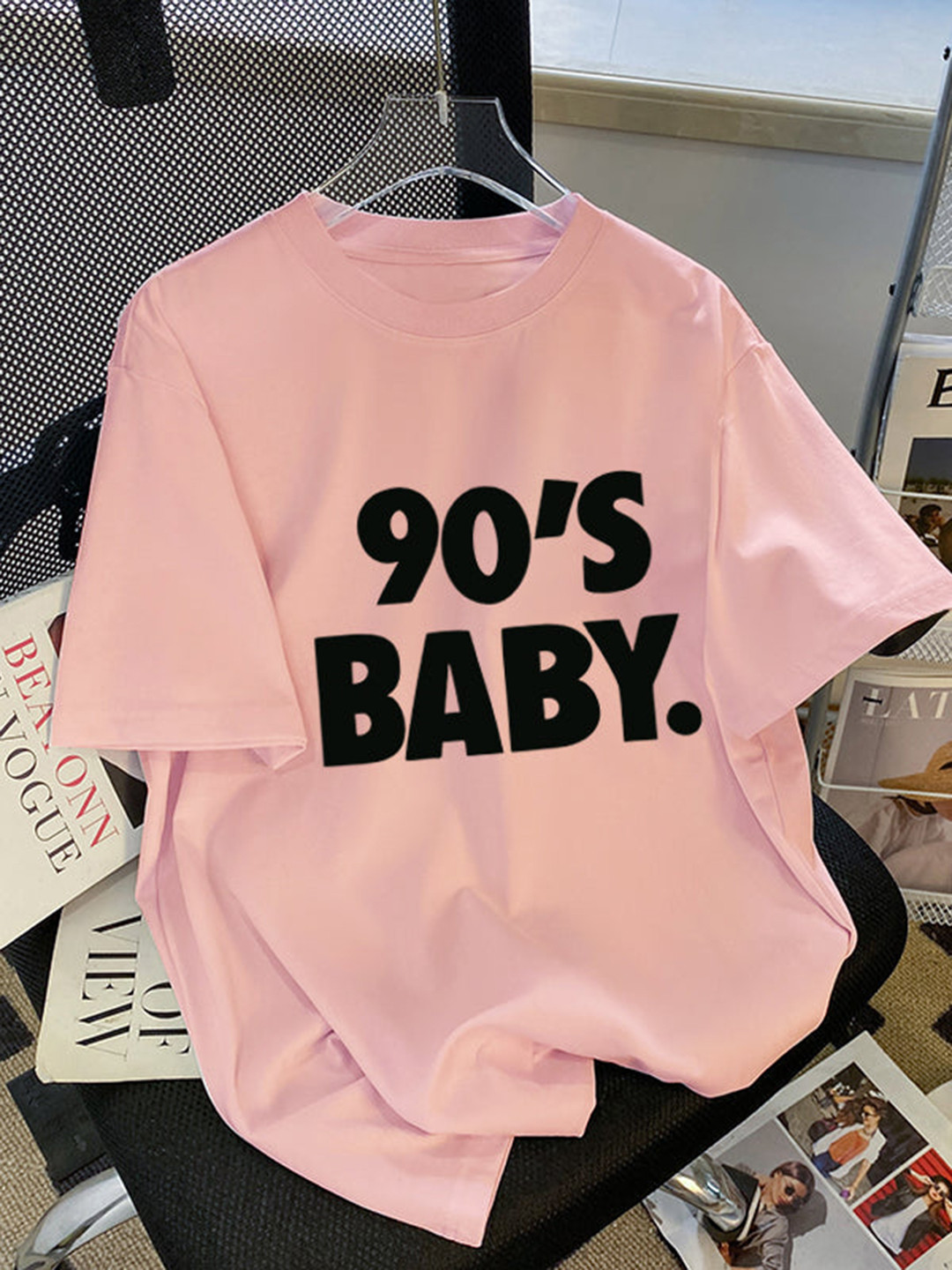 Outzidr Pink Chest Print Graphic Tshirt