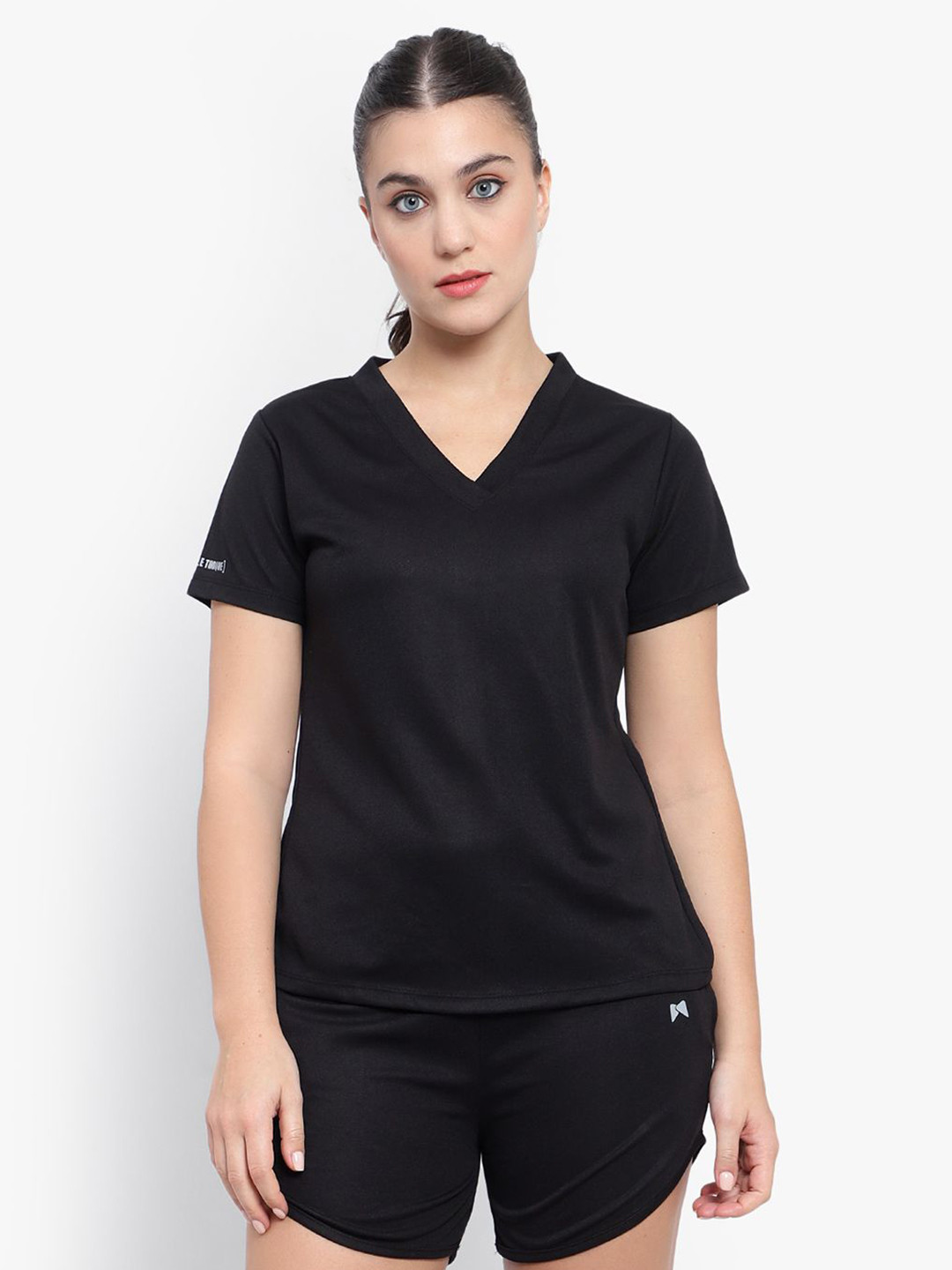 MUSCLE TORQUE Women Dri-Fit Back Slit V-Neck T-shirt