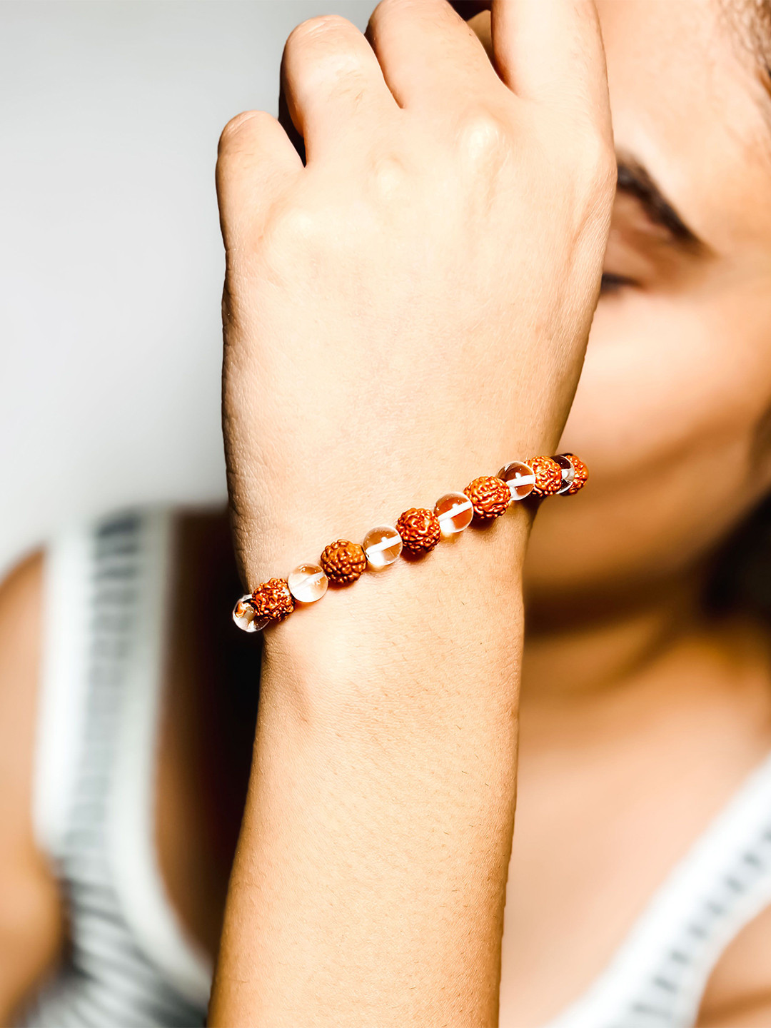 INARI SHINES Natural Rudraksha & Sphatik Bracelet