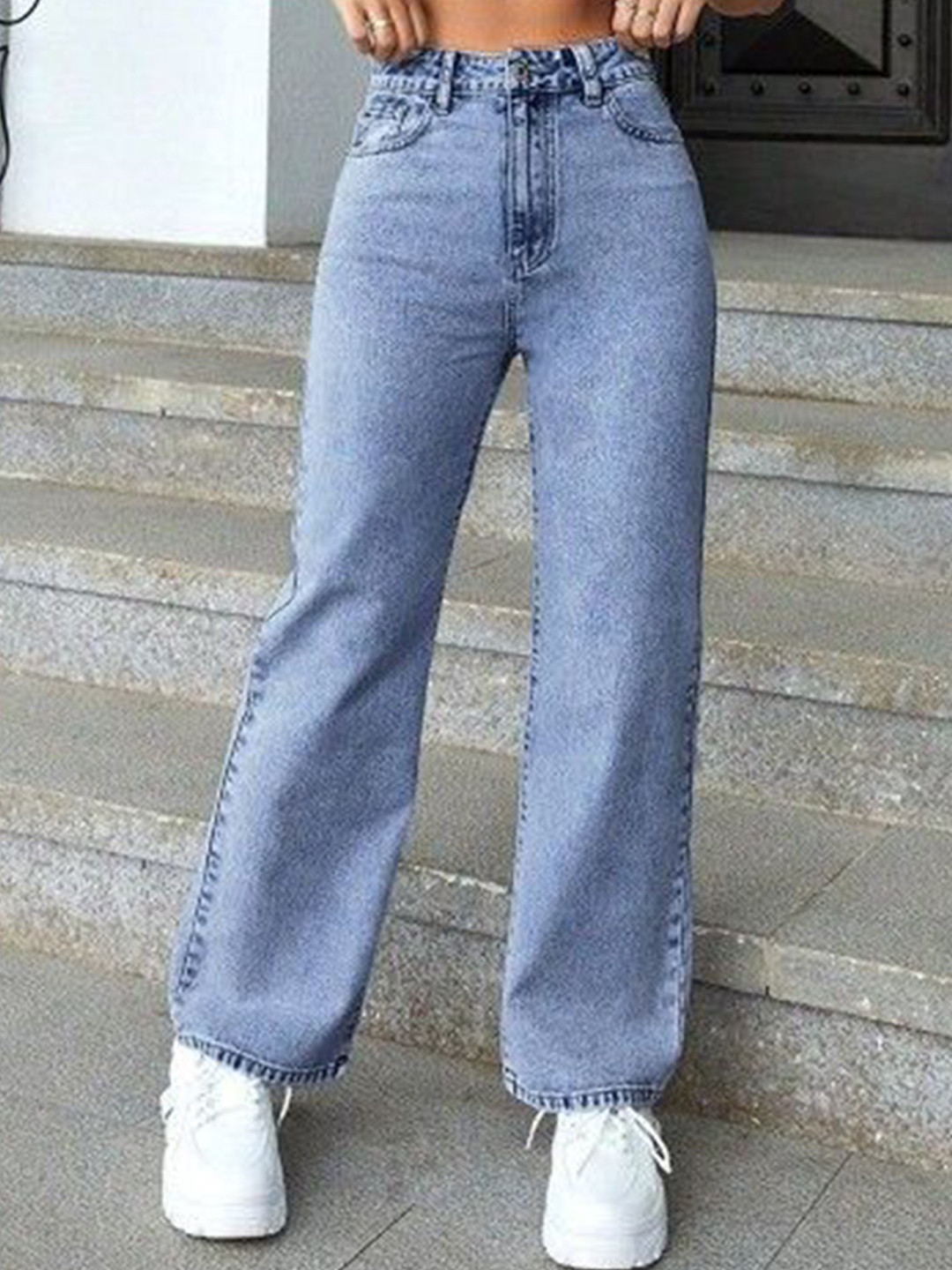 SAKIA Women Solid Jean Boyfriend Fit High-Rise Stretchable Jeans
