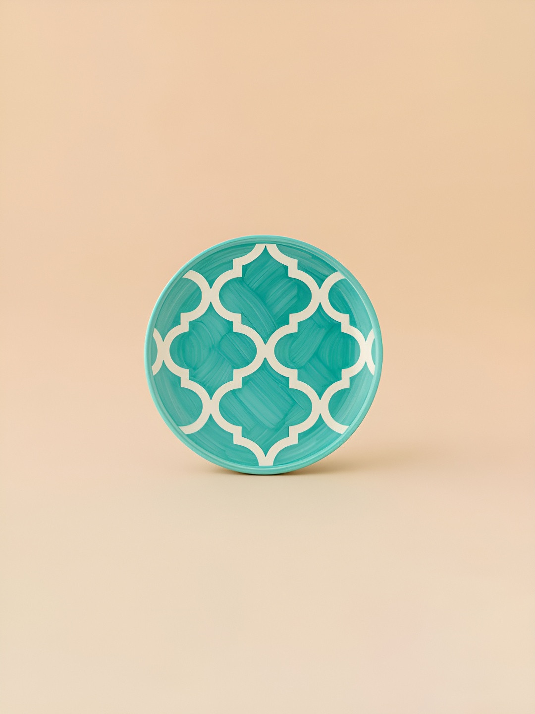 Myntra Elegant Homes Turquoise Blue And White Ethnic Motifs Printed Ceramic Glossy Plates