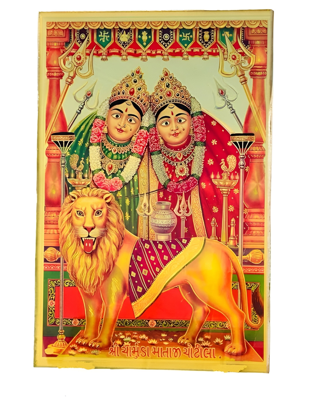 SHOP BY ROOM Yellow & Red Devi Chamunda Wall Art
