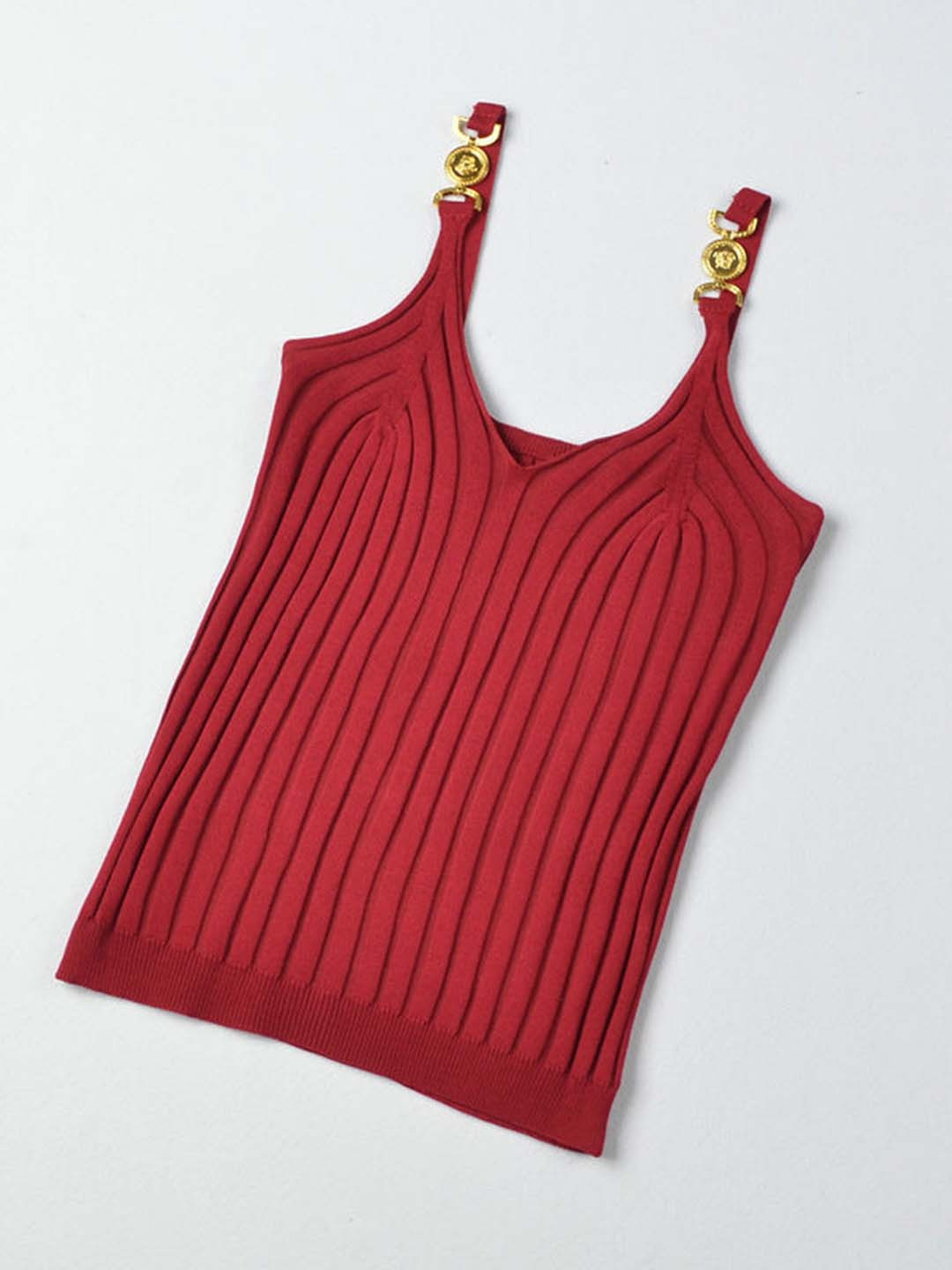 Outzidr Red Gold Buckle Strap Cami