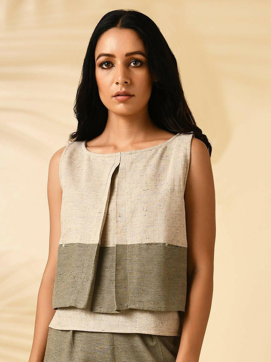 MARKKAH STUDIO Women Colourblocked Cotton Top