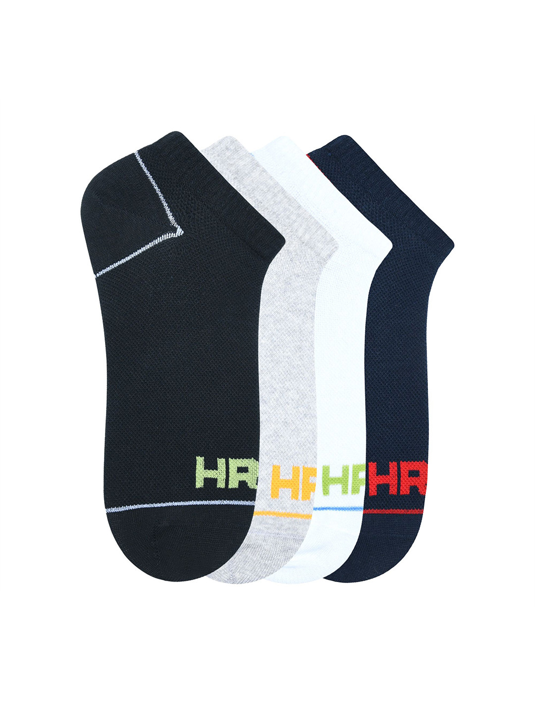 HRX by Hrithik Roshan Men Pack Of 4 Patterned Cotton Low Cut Ankle Length Socks