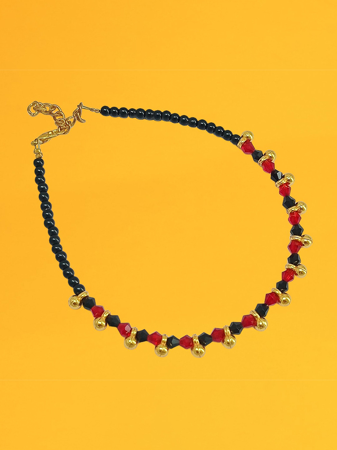 HIGH TRENDZ Gold-Plated Artificial Beaded Anklet