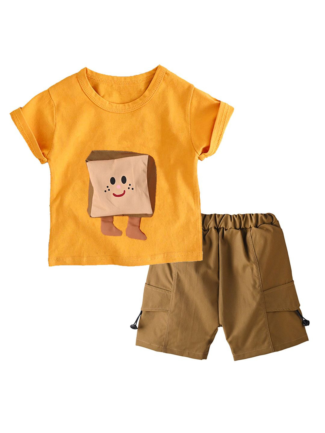 Bold N Elegant Boys Spongebob Printed Round Neck Pure Cotton T-shirt with Shorts