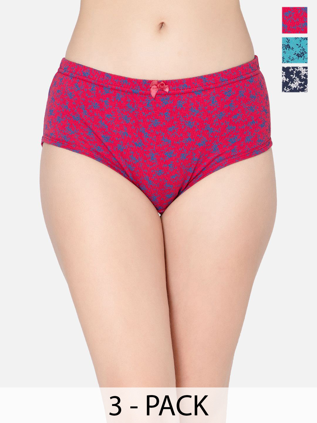 Lady Lyka Pack Of 3 Floral Printed Cotton Mid-Rise Hipster Briefs COPPER-STONE-56A