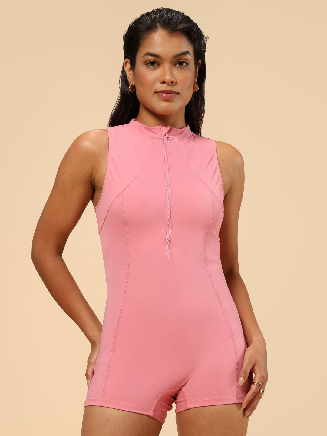 Blissclub Swimsuit Sleeveless Zippered Front Racerback Design