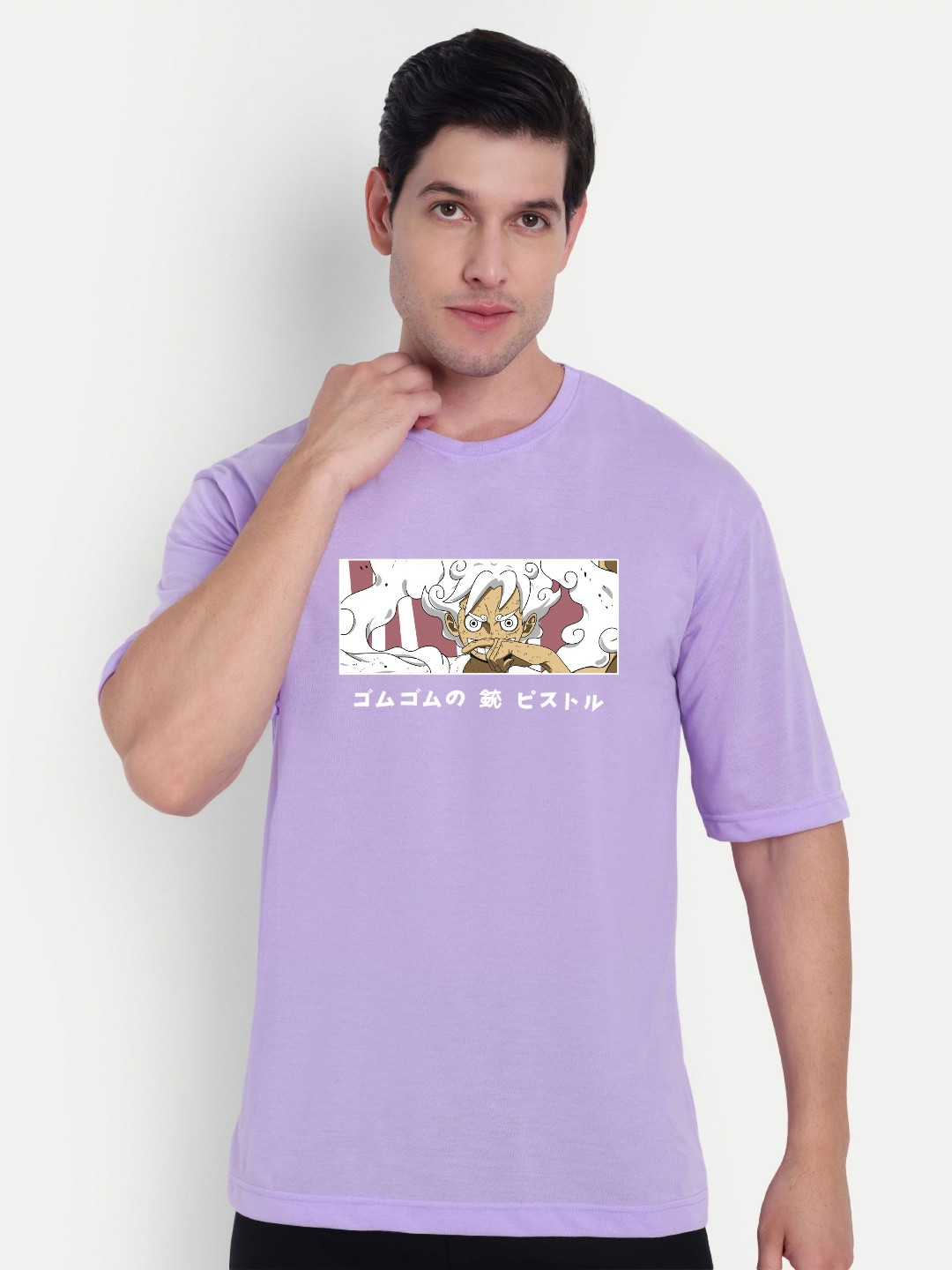 BENNY BROOKS Unisex Luffy Gear Printed Round Neck Drop-Shoulder Sleeves Oversized T-shirt