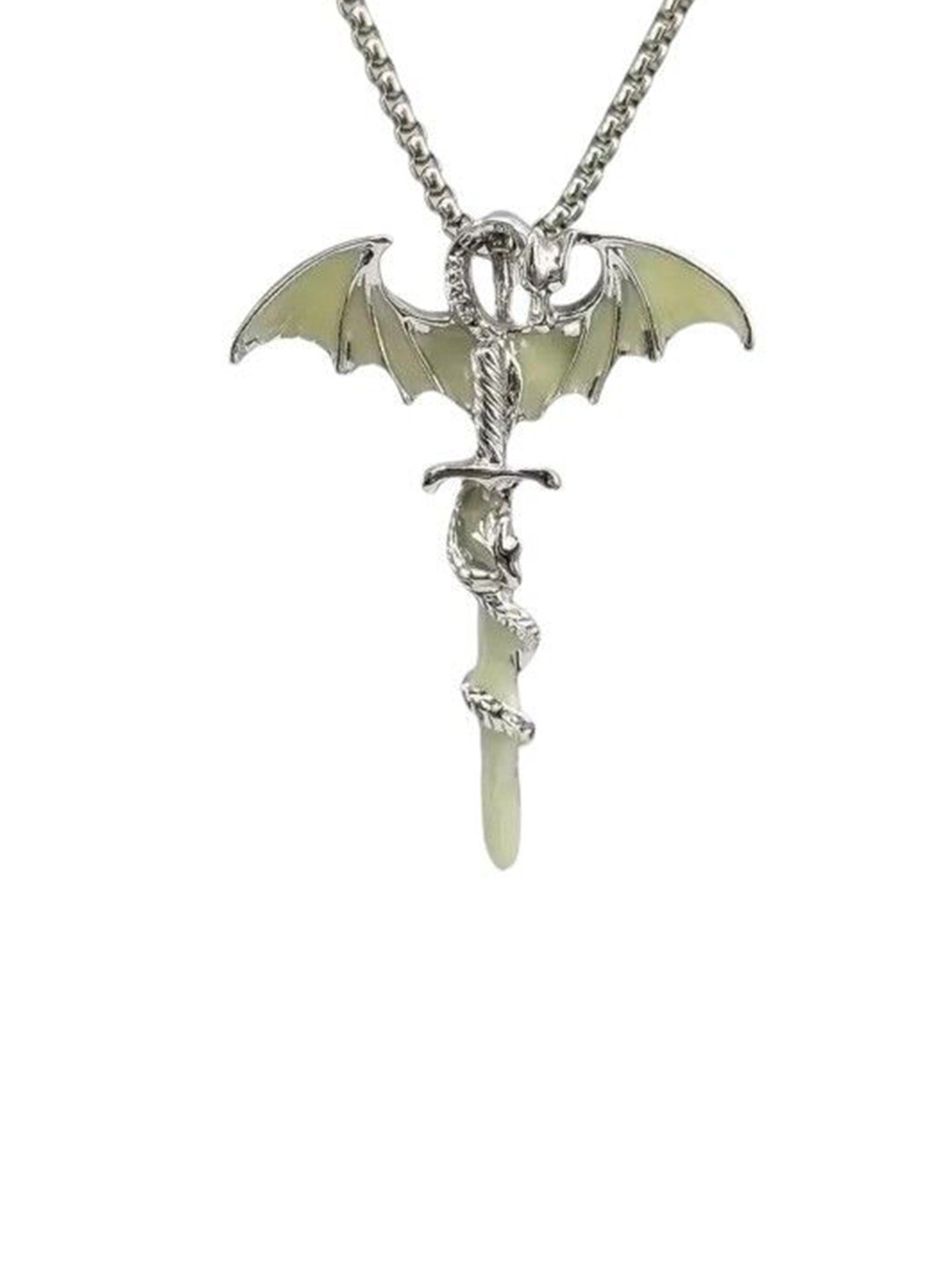 AGARWALPRODUCT Silver Plated Dragon Sword Luminous Pendant With Chain