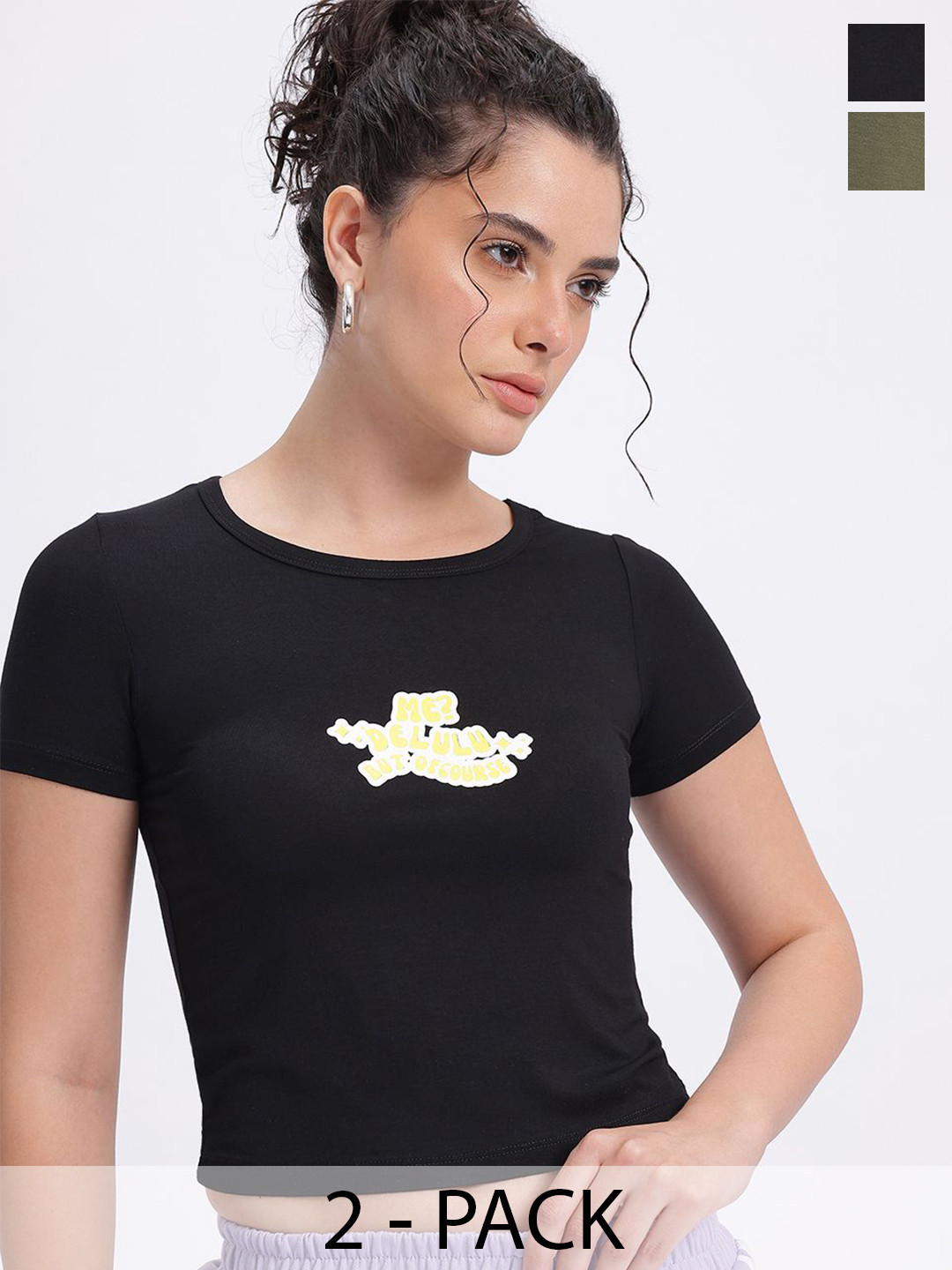 SZN Pack Of 2 Graphic Printed Bamboo Tank Crop Tops
