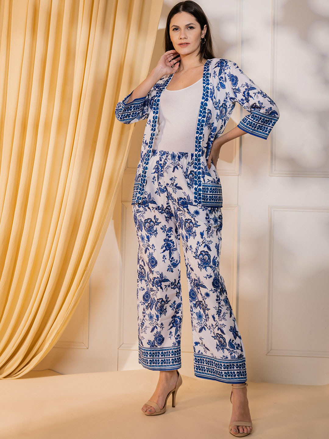 Moda Rapido Printed  Kimono With Palazzo Co-Ords