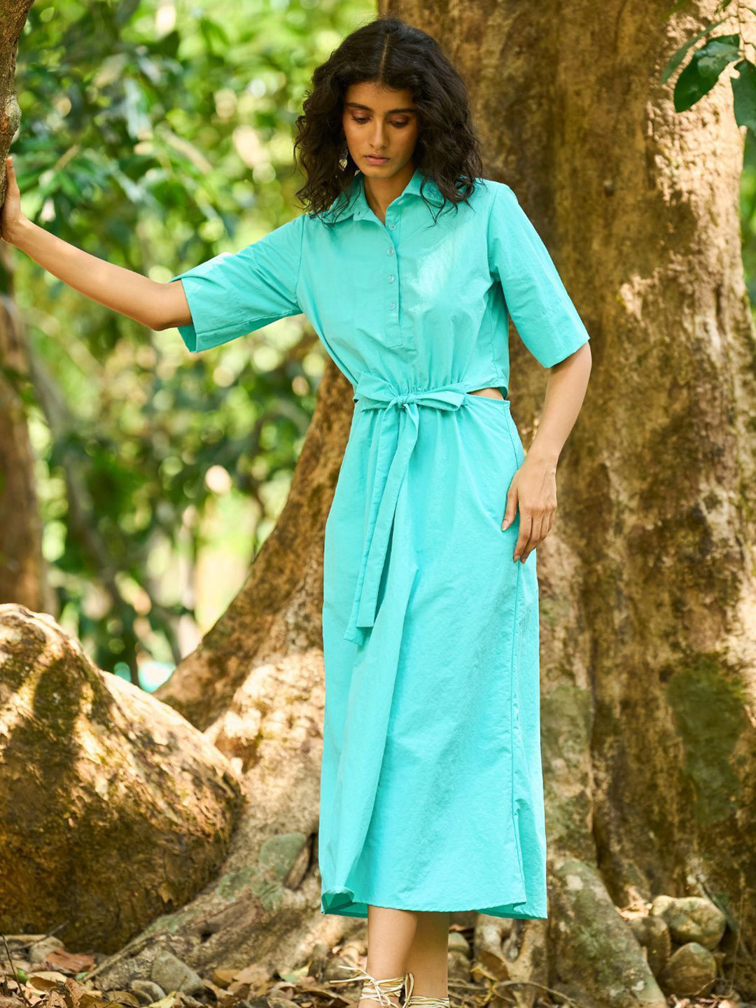 Dash and Dot Women Front Tie Shirt Dress