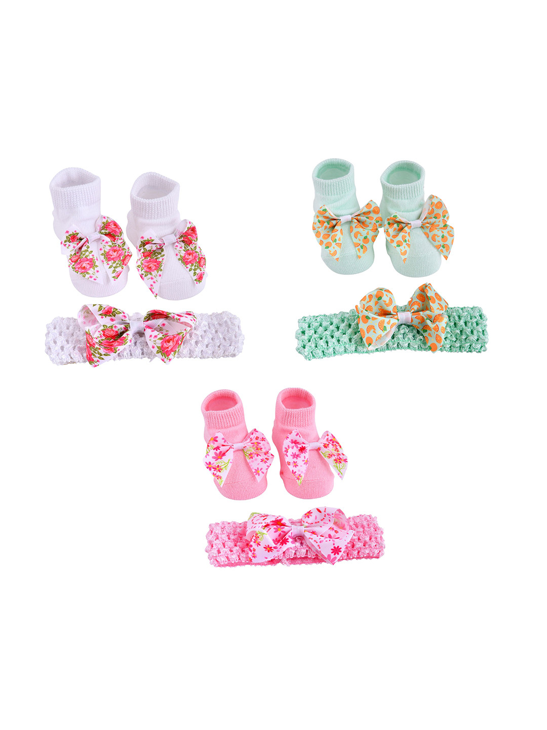 SHOP FRENZY Newborn girls Pack of 9 bootie with headband (0-6 Months)