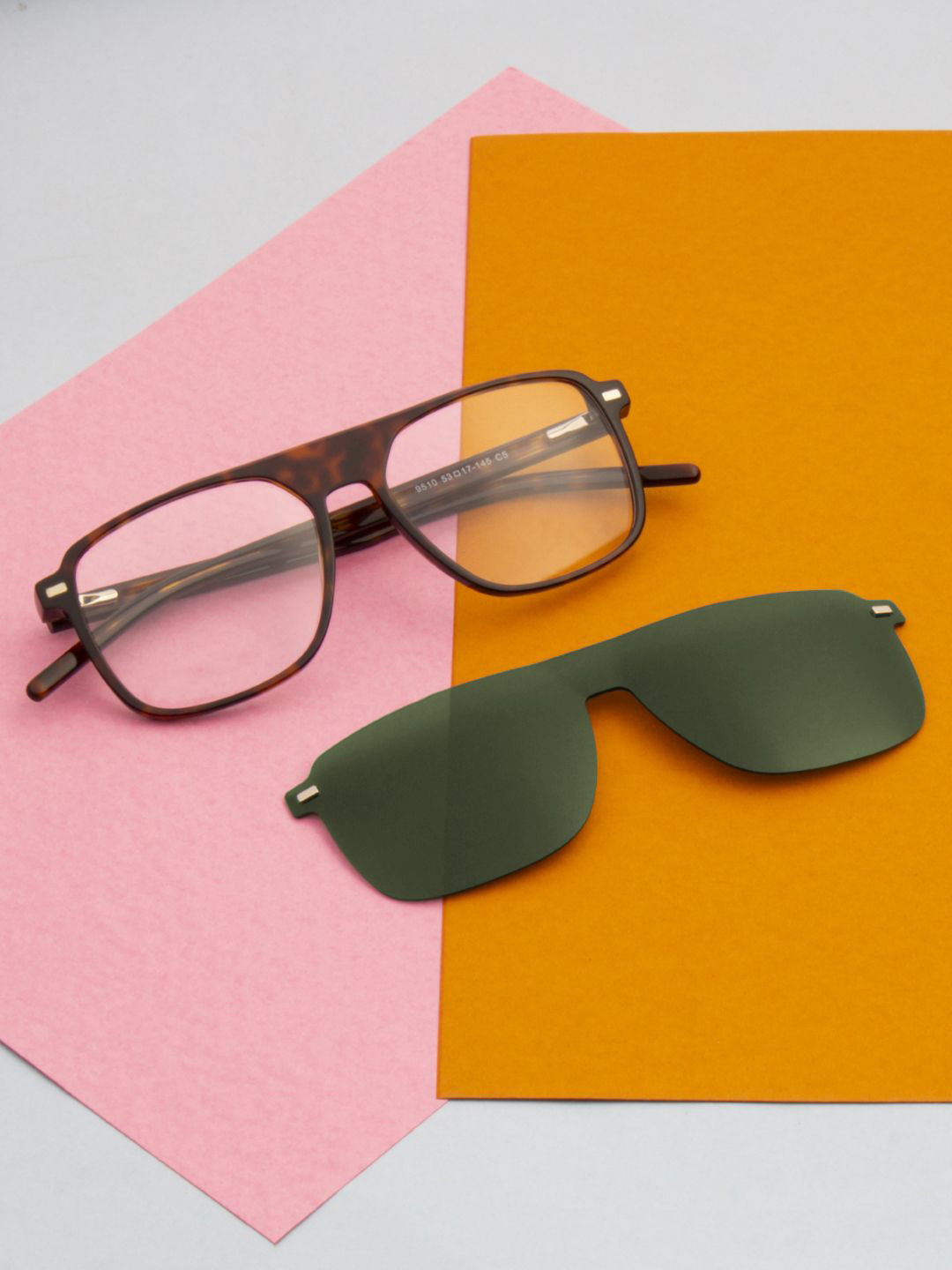 Ted Smith Unisex Brown-Green Aviator Acetate Clip On Frames Clip On Sunglasses With Polarized Lens